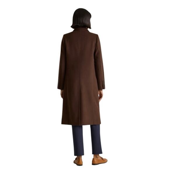 New Quince Women's XS Italian Classic Double Breasted Wool Coat Dark Chocolate - Picture 2 of 13